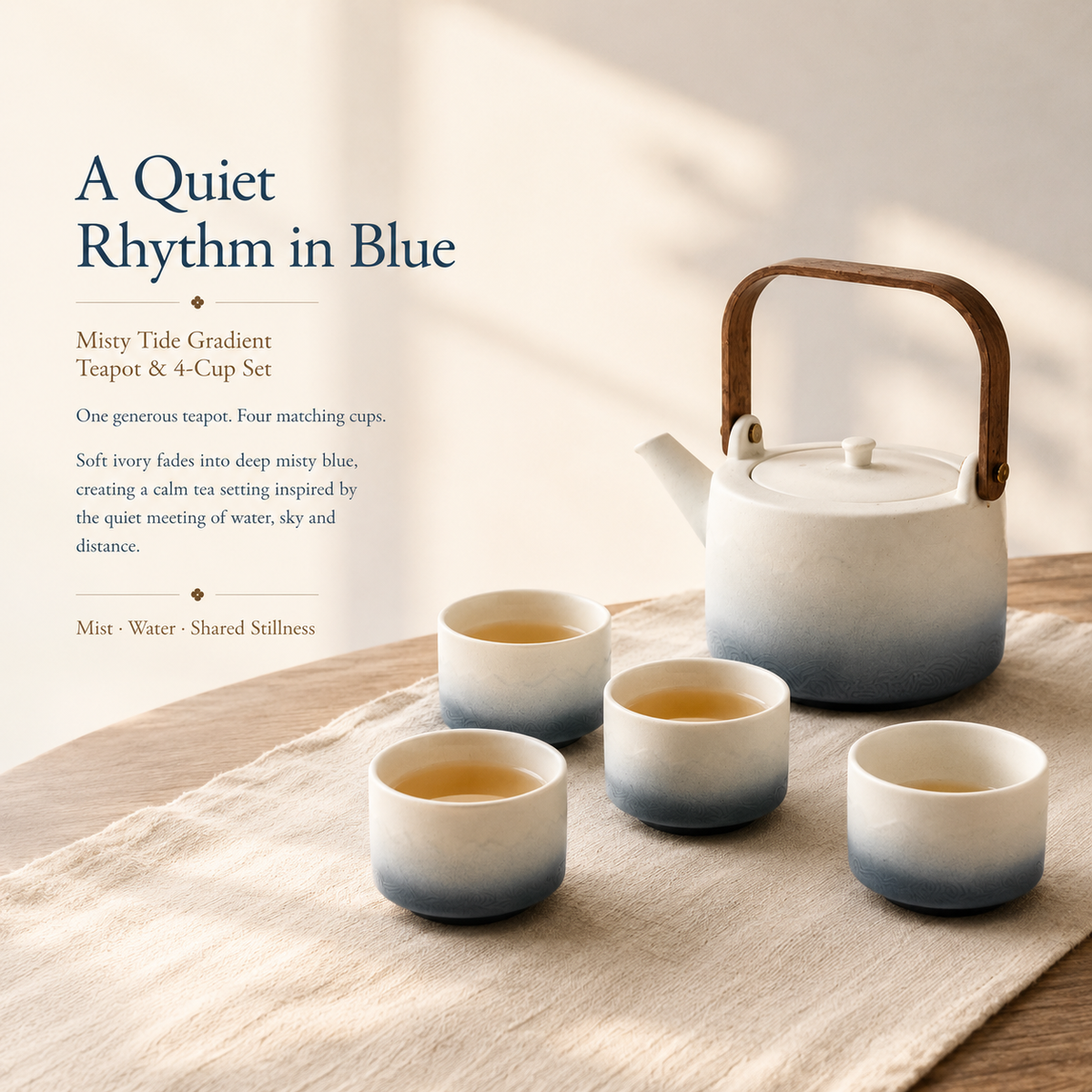 Canglan Gradient Tea Set – 700 mL Teapot & 4 Cups