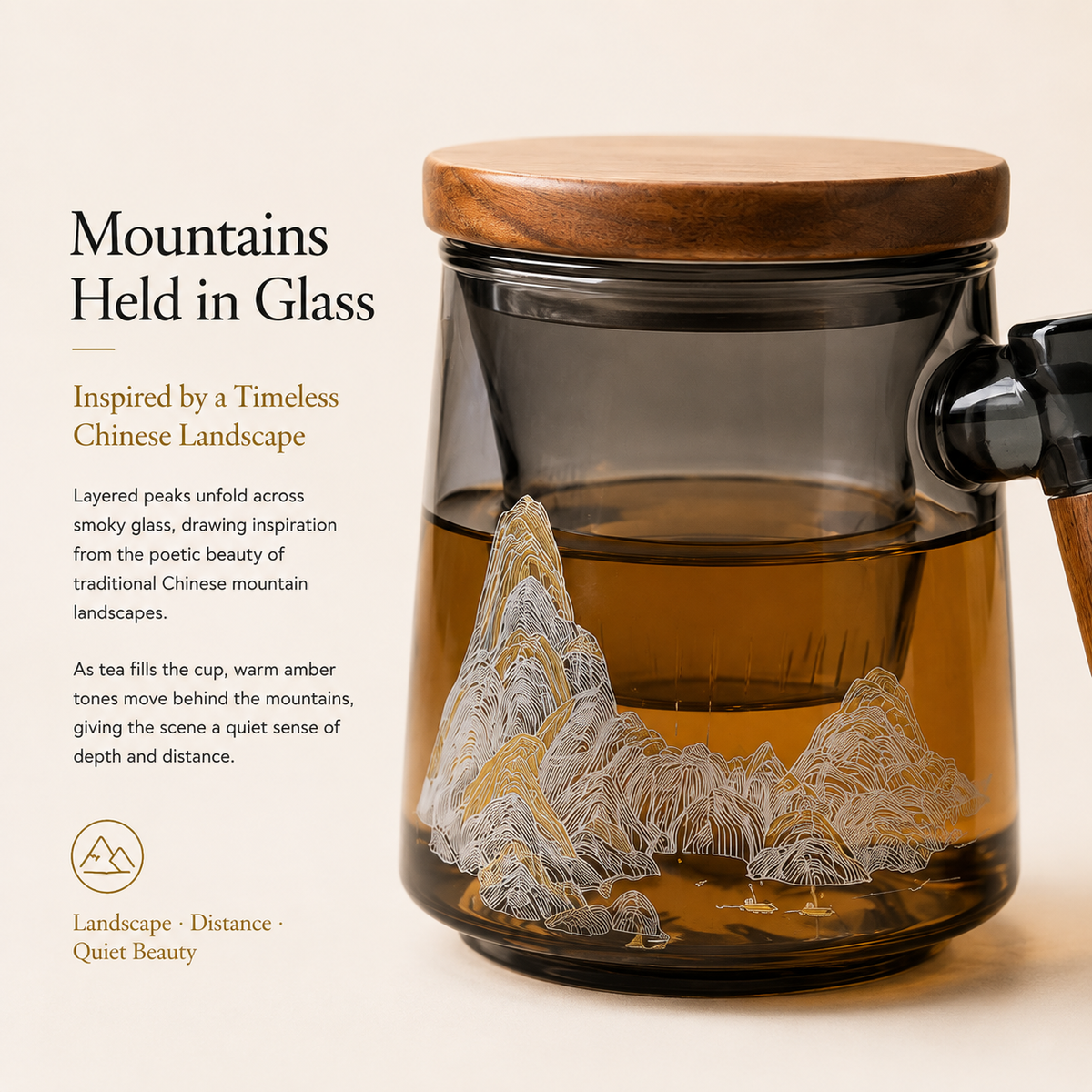 Thousand Li Landscape Glass Infuser Mug with Lid