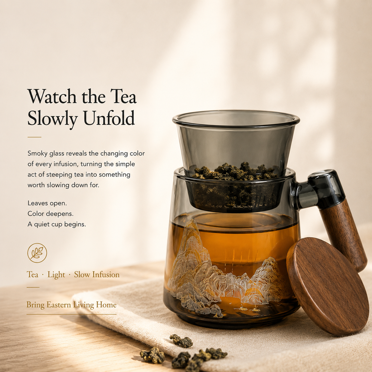 Thousand Li Landscape Glass Infuser Mug with Lid
