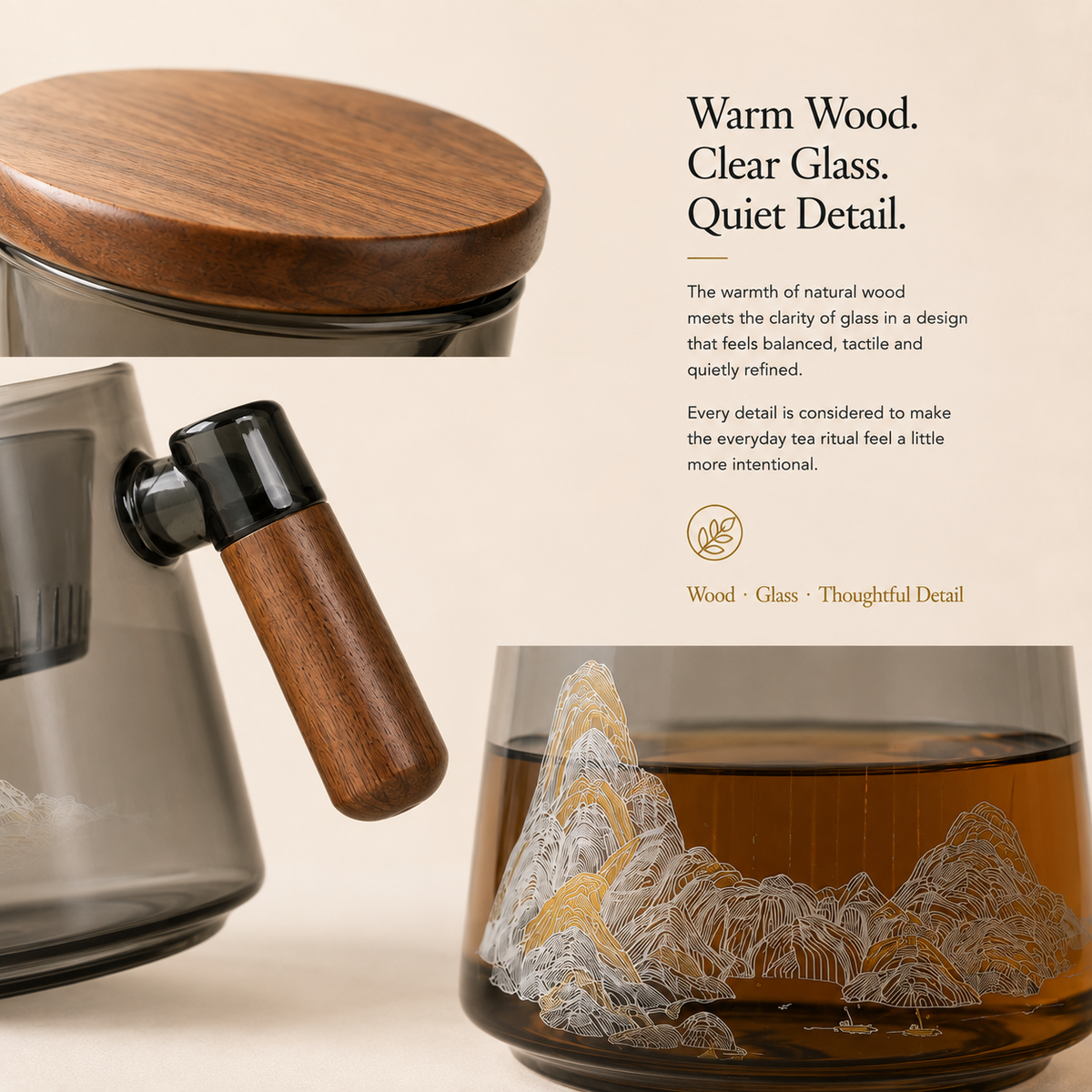 Thousand Li Landscape Glass Infuser Mug with Lid
