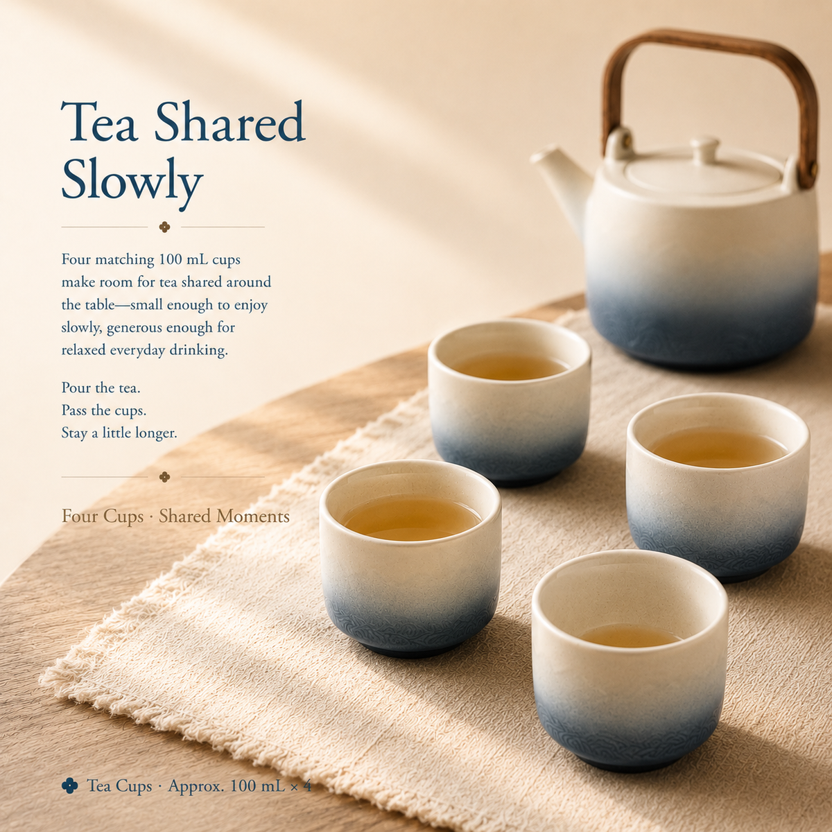 Canglan Gradient Tea Set – 700 mL Teapot & 4 Cups