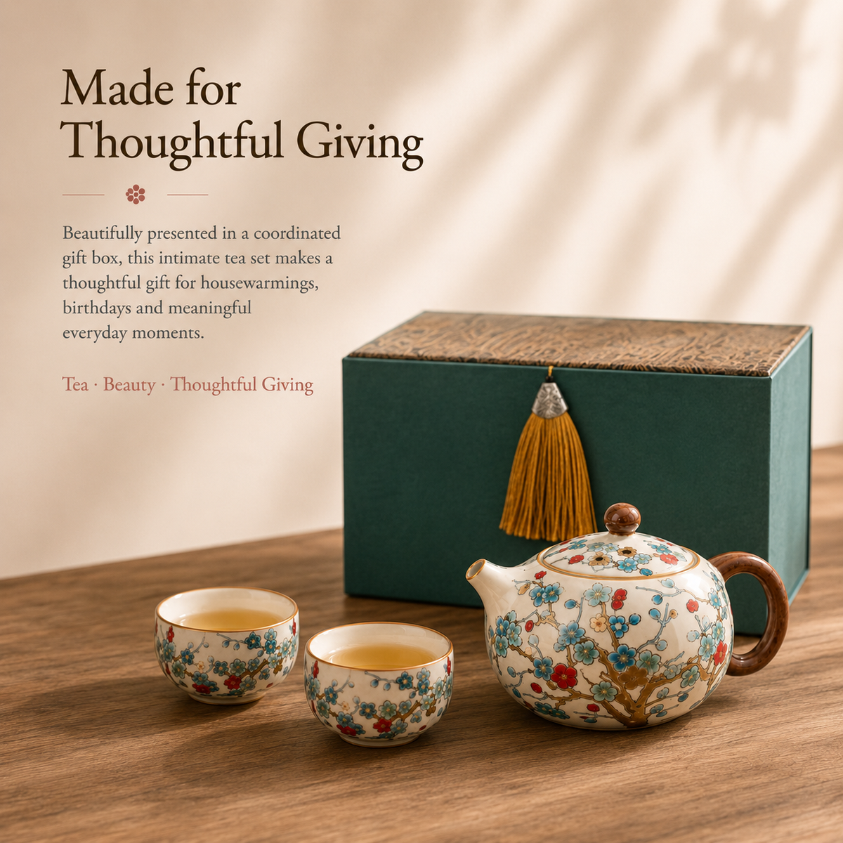 Plum Blossom Ru Ware Tea Set – A Quiet Tea Ritual for Two