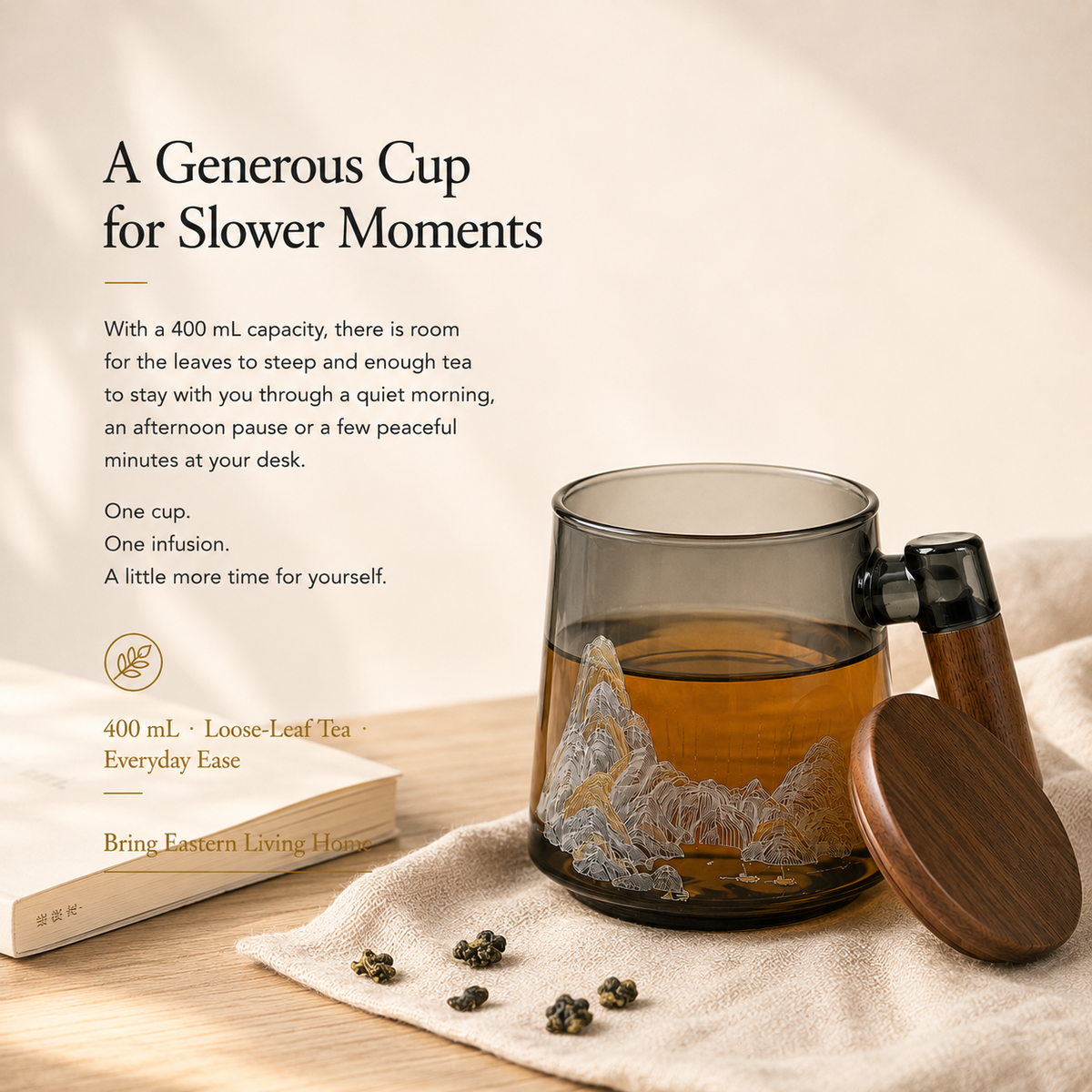 Thousand Li Landscape Glass Infuser Mug with Lid