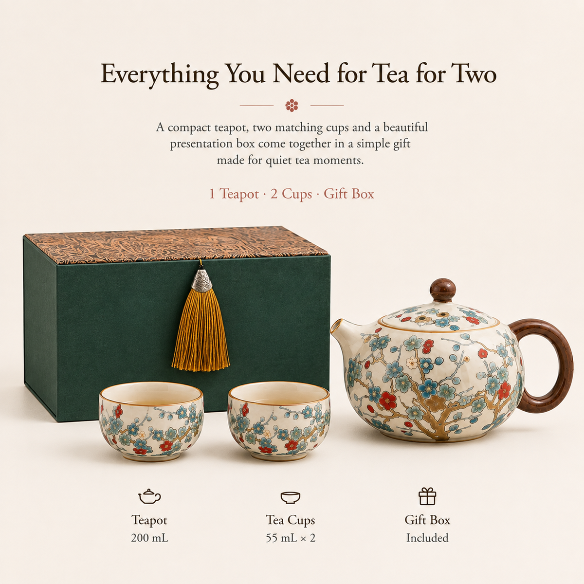 Plum Blossom Ru Ware Tea Set – A Quiet Tea Ritual for Two