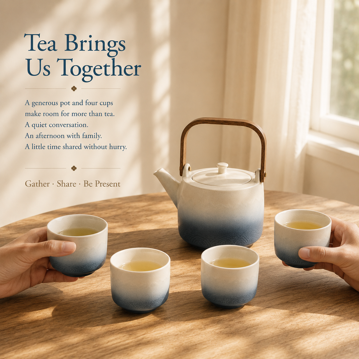 Canglan Gradient Tea Set – 700 mL Teapot & 4 Cups