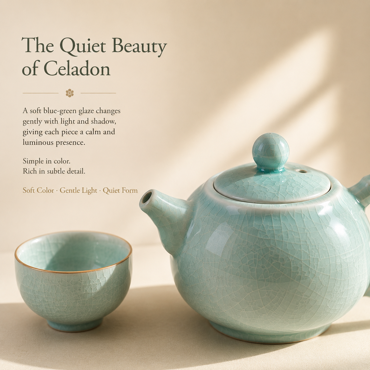 Crackle Glaze Ru Ware Tea Set – Teapot & 2 Cups