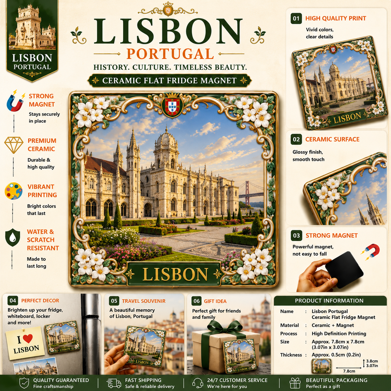 Lisbon Portugal Ceramic Fridge Magnet