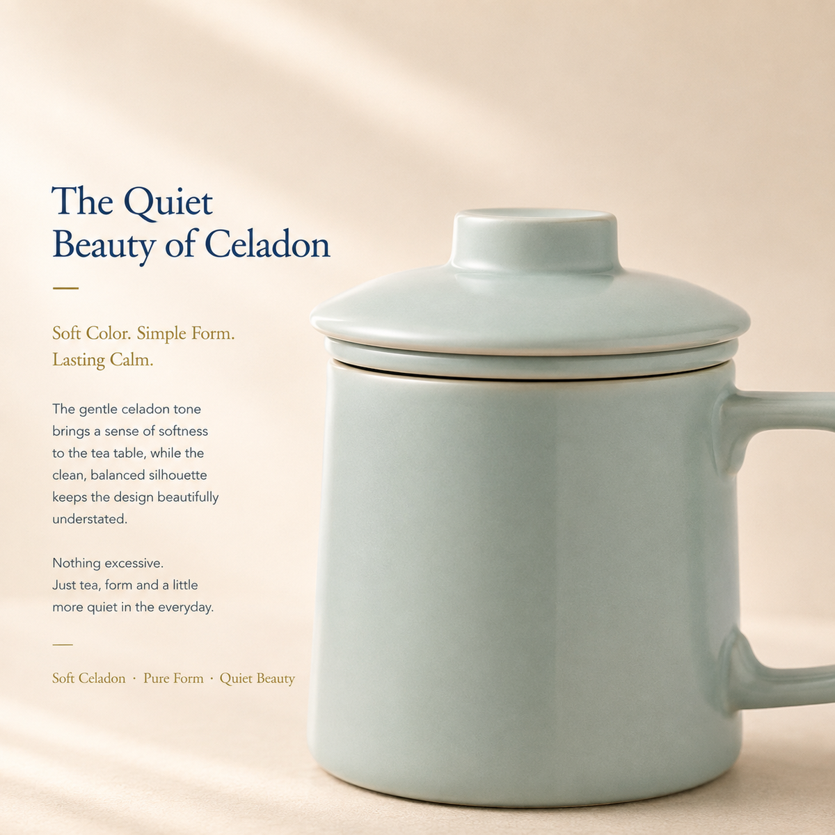Celadon Ru Ware Infuser Mug with Lid – 400 mL