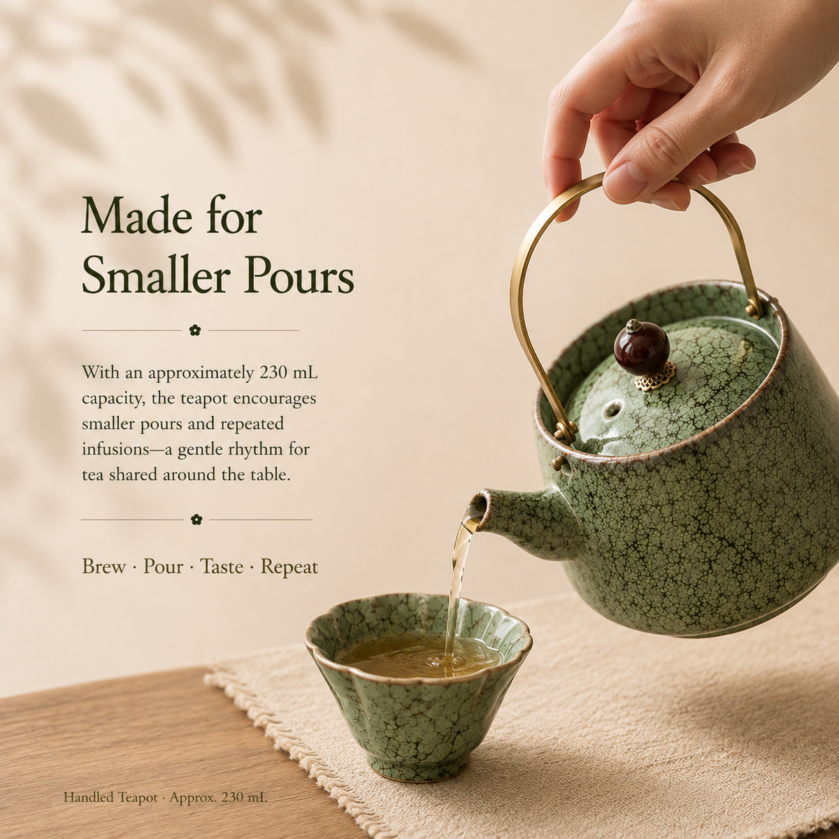 Verdant Kiln-Change Ceramic Tea Set – Teapot & 4 Cups