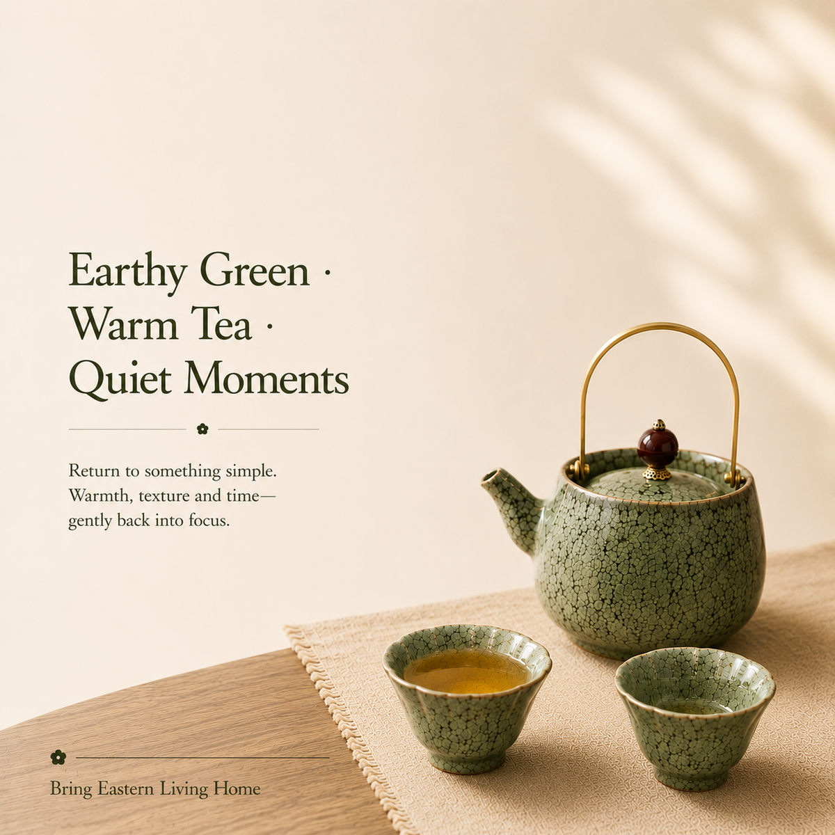 Verdant Kiln-Change Ceramic Tea Set – Teapot & 4 Cups