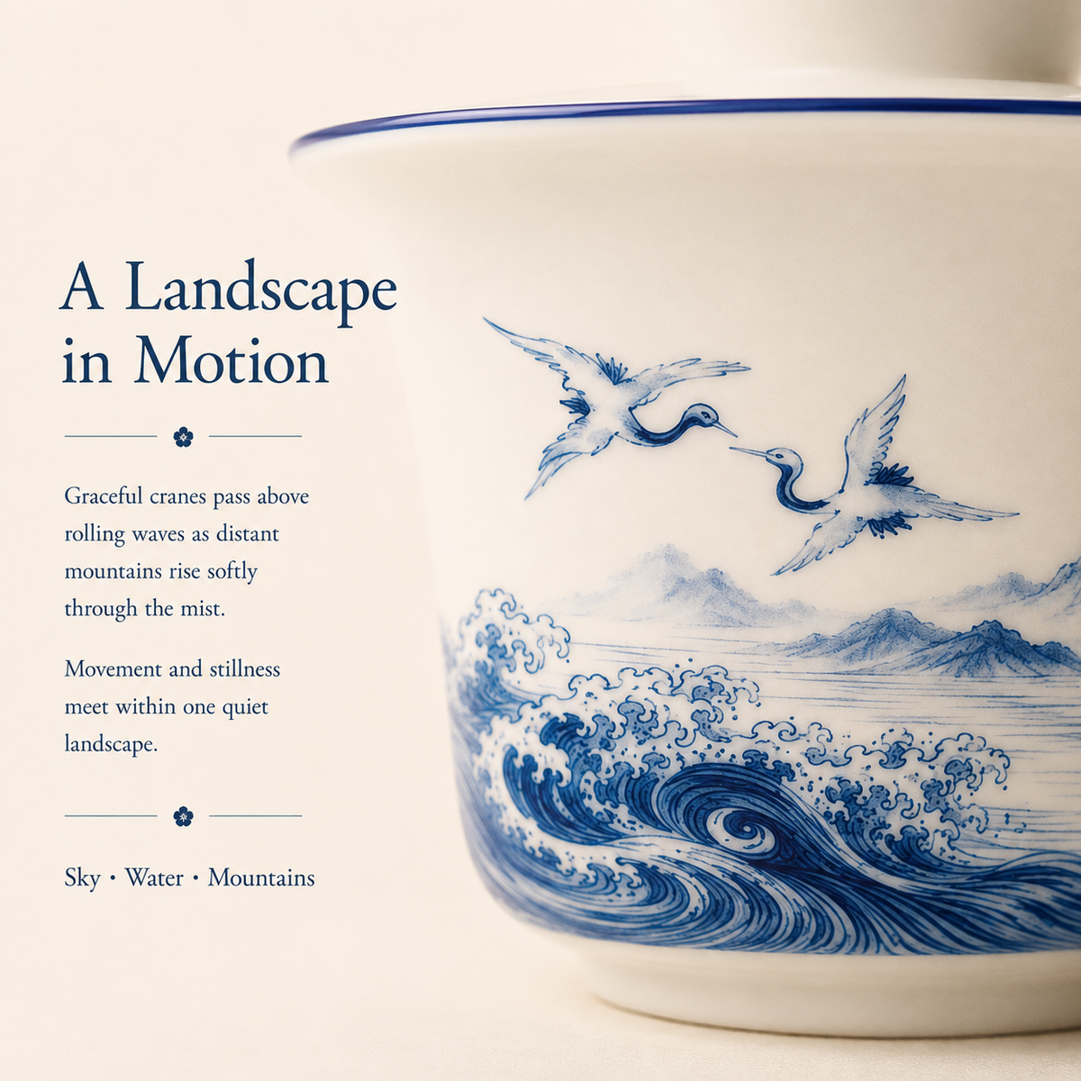 Auspicious Crane Landscape Gaiwan – 150 mL
