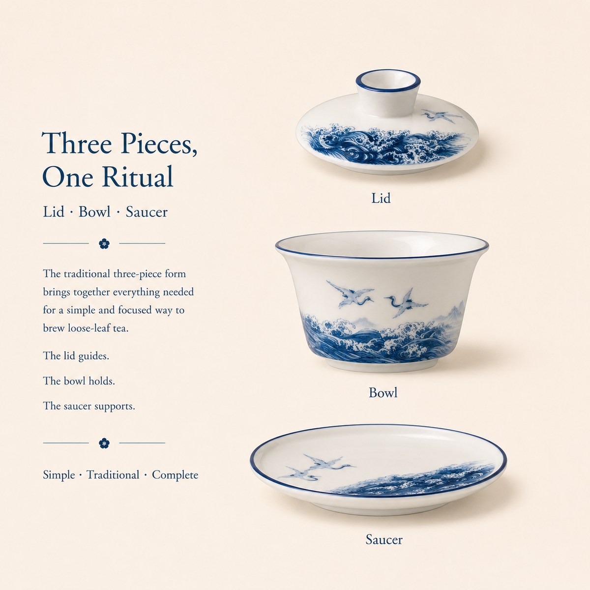 Auspicious Crane Landscape Gaiwan – 150 mL