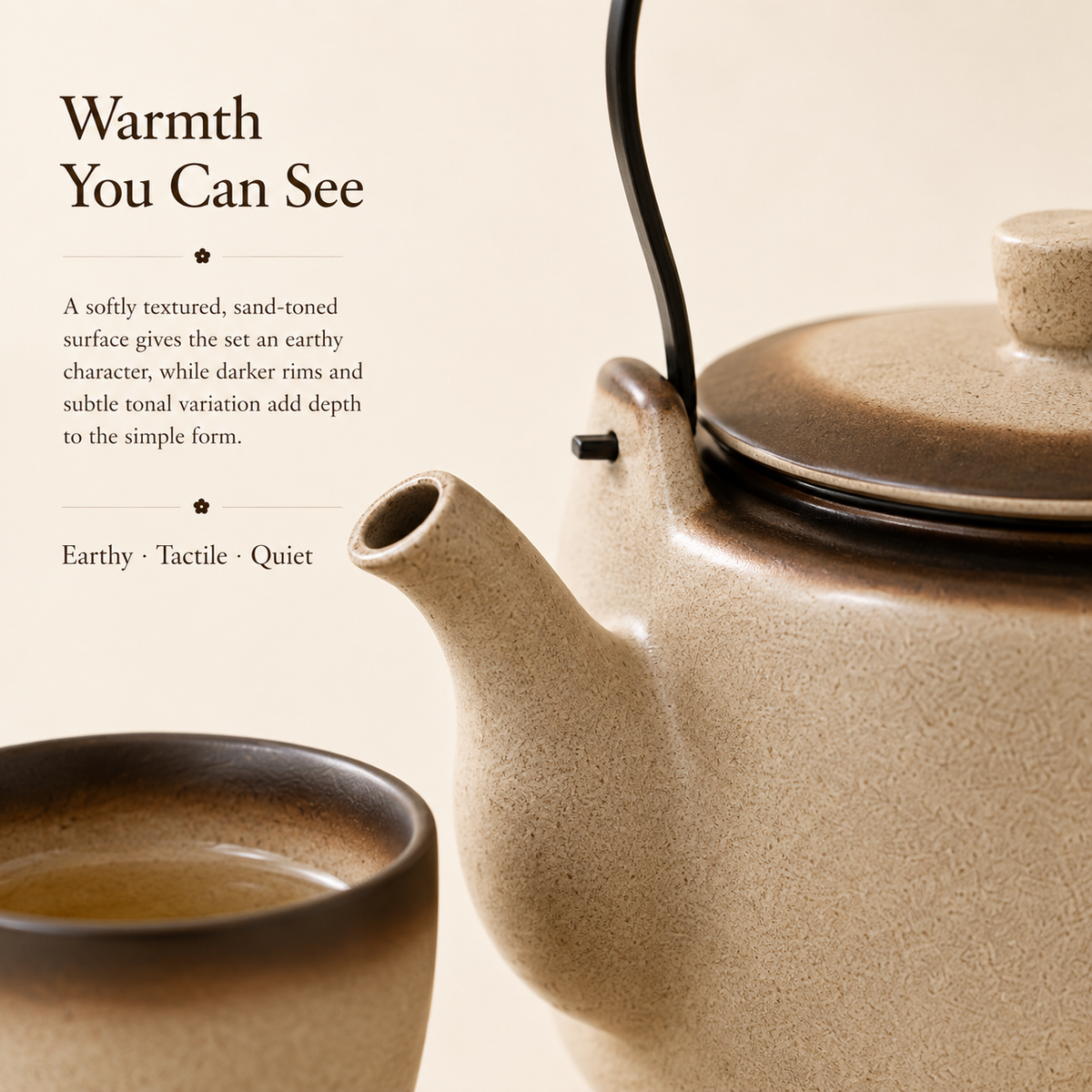 Plum Blossom Ceramic Tea Set – 650 mL Teapot & 4 Cups