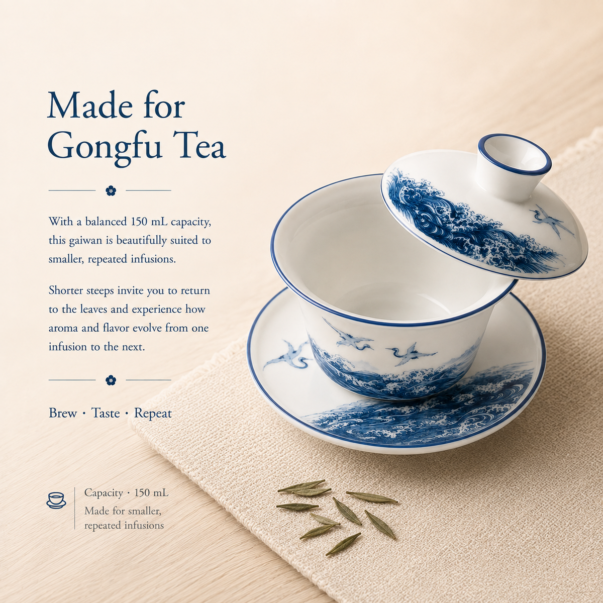 Auspicious Crane Landscape Gaiwan – 150 mL