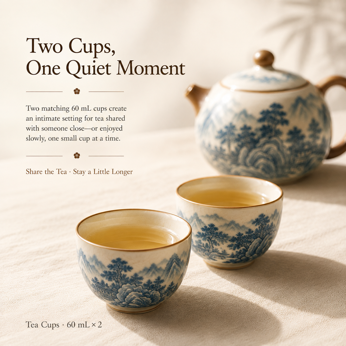 Thousand Li Landscape Ru Ware Tea Set – Teapot & 2 Cups