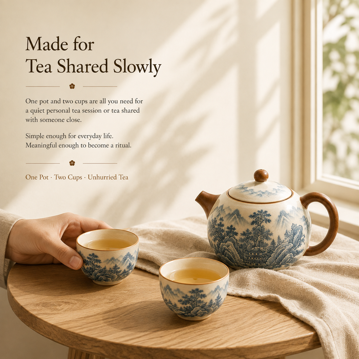 Thousand Li Landscape Ru Ware Tea Set – Teapot & 2 Cups