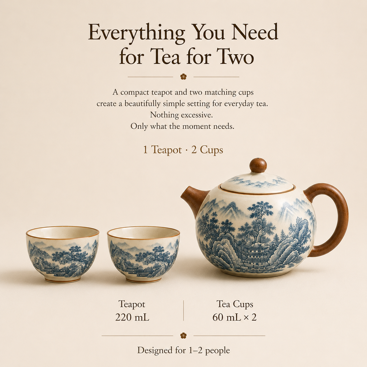 Thousand Li Landscape Ru Ware Tea Set – Teapot & 2 Cups