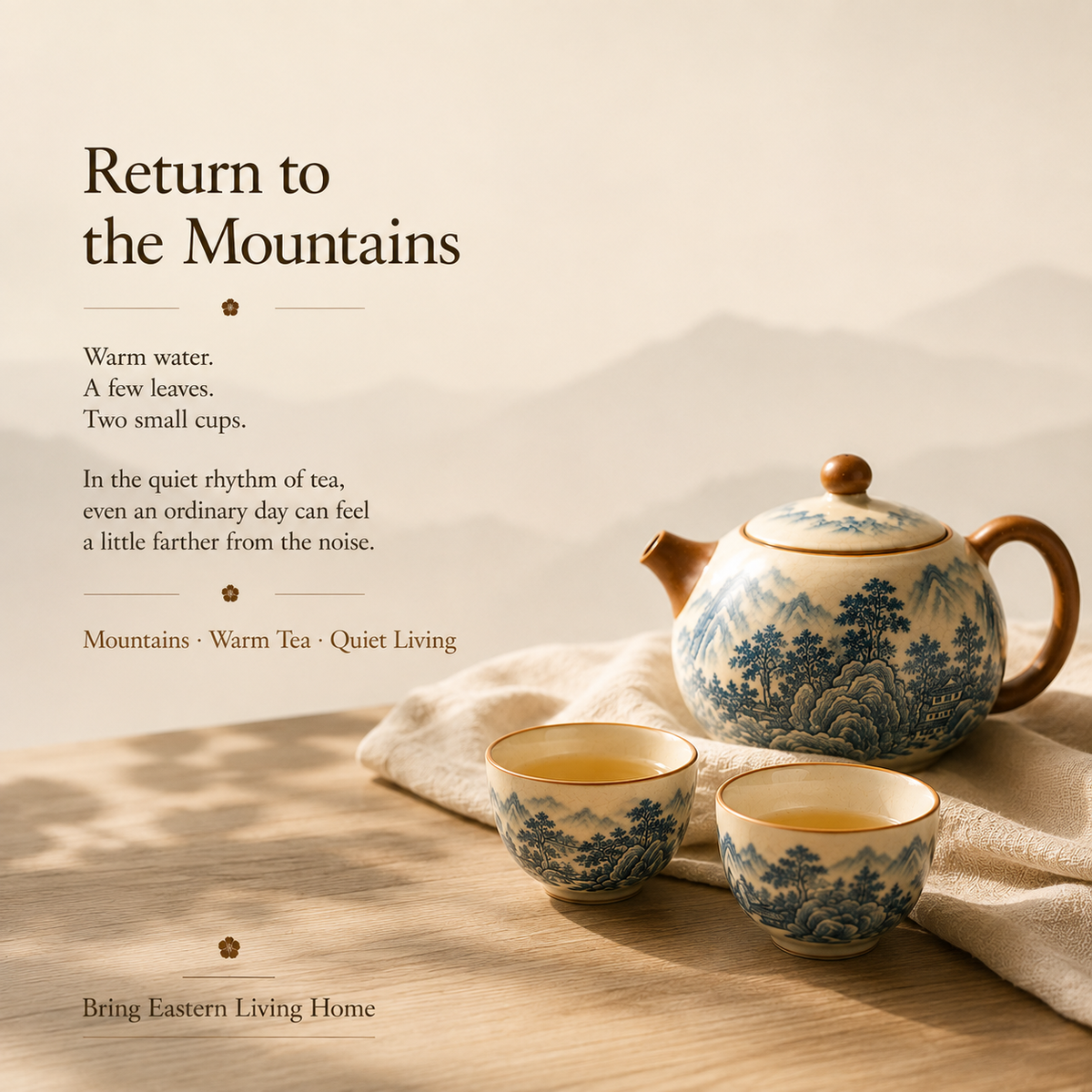 Thousand Li Landscape Ru Ware Tea Set – Teapot & 2 Cups