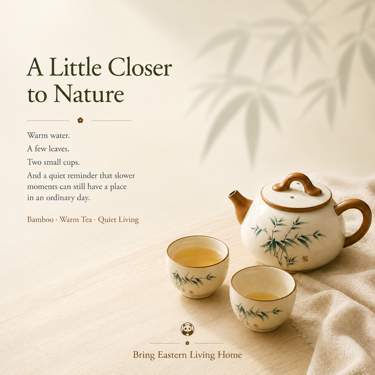 Green Bamboo Ru Ware Tea Set – Teapot & 2 Cups
