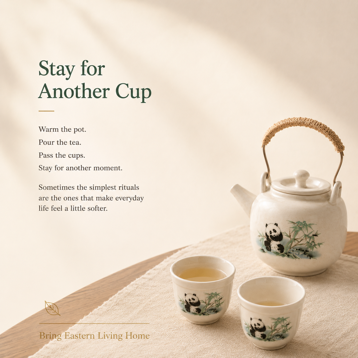 Panda & Bamboo Ceramic Tea Set – 520 mL Teapot & 4 Cups