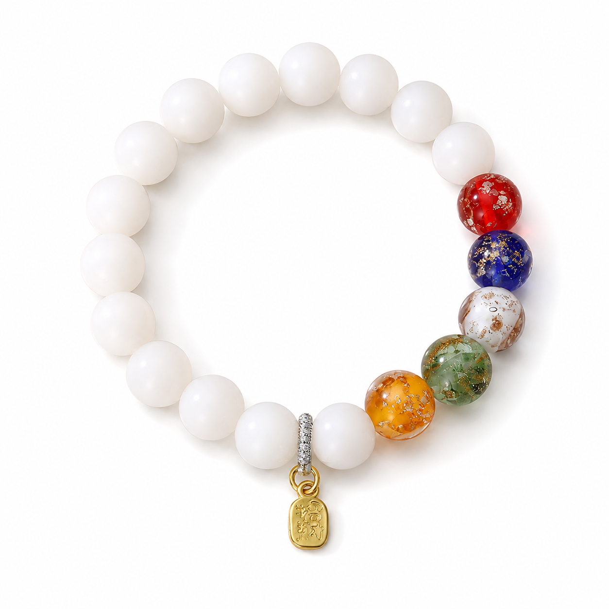 White Bodhi Bracelet with Natural Stone Accents