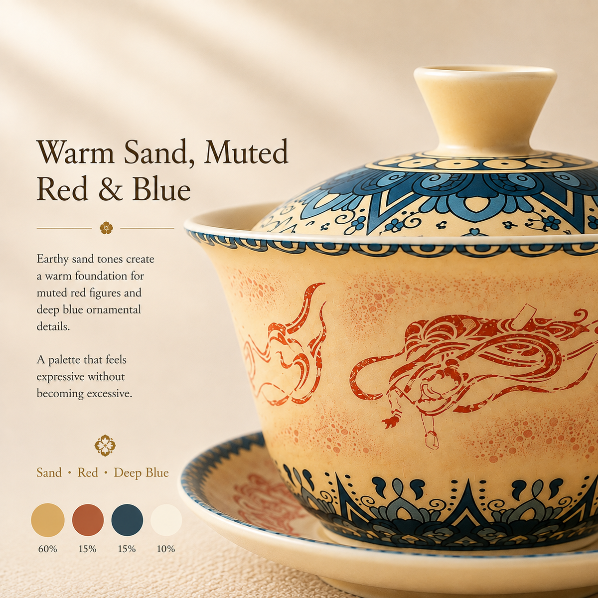 Dunhuang-Inspired Flying Apsara Gaiwan – Kiln-Glazed
