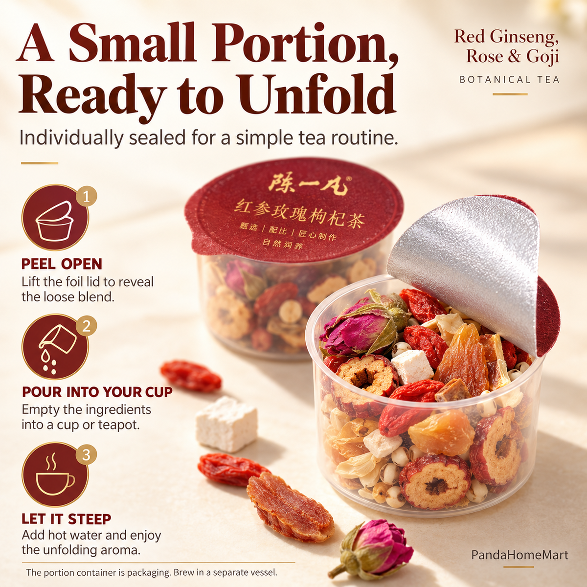 Rose, Red Ginseng & Goji Berry Tea Pods™ — 30 Pods