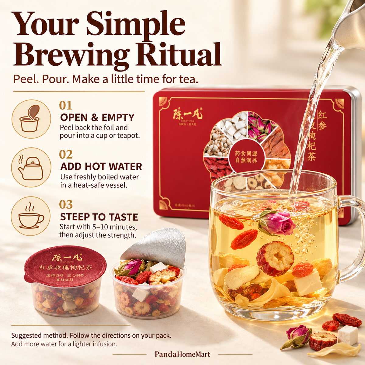 Rose, Red Ginseng & Goji Berry Tea Pods™ — 30 Pods