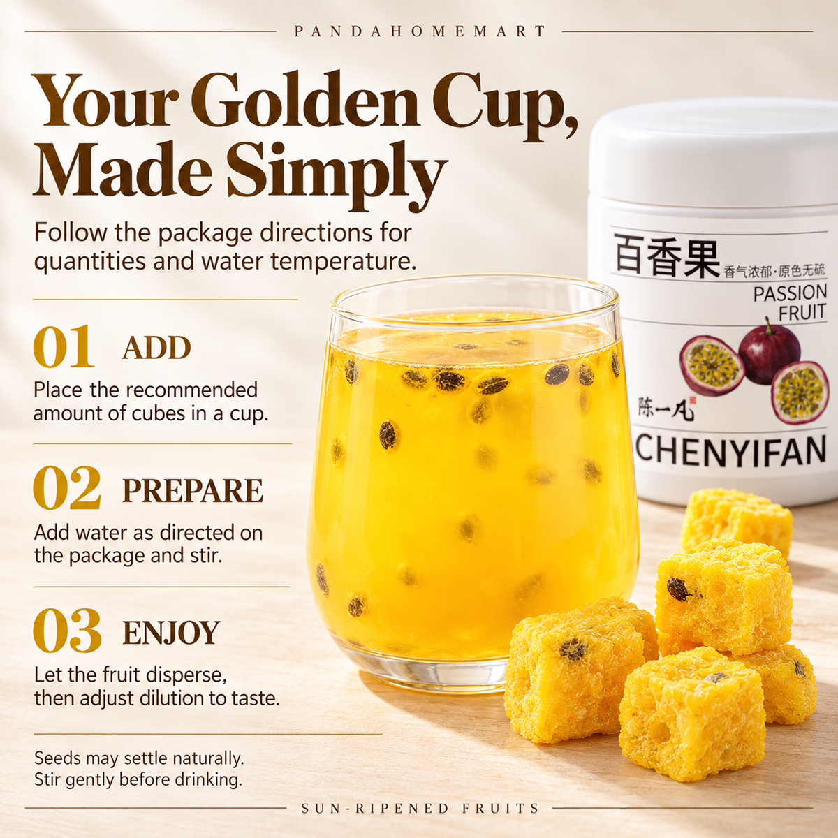 Passion Fruit Cubes for Fruit Infusions and Tea Pairings
