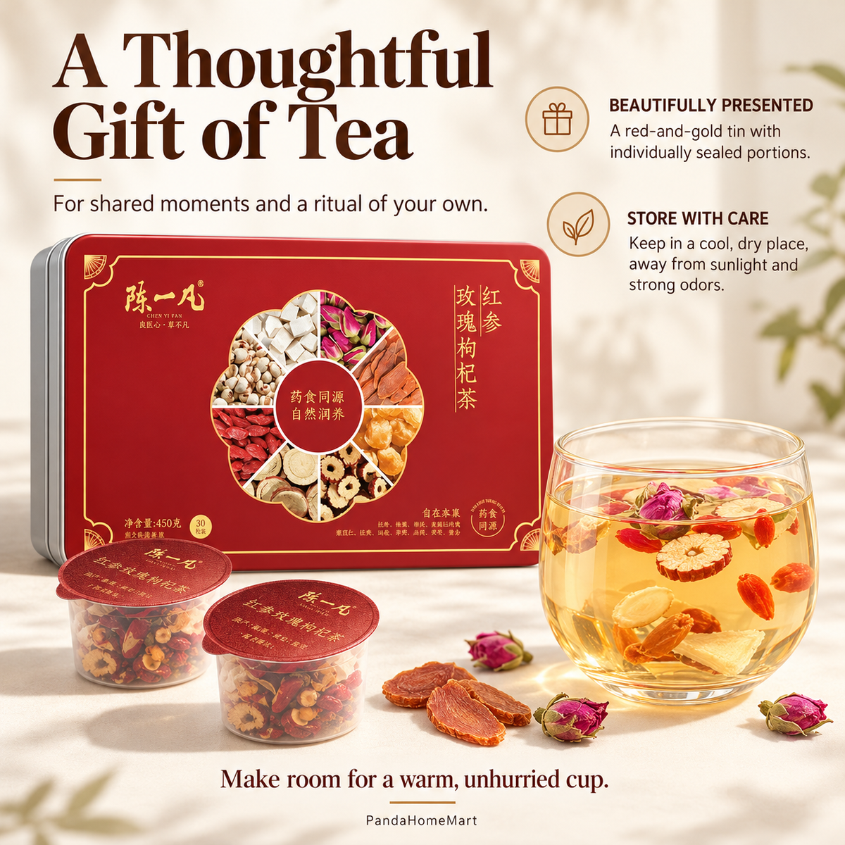 Rose, Red Ginseng & Goji Berry Tea Pods™ — 30 Pods