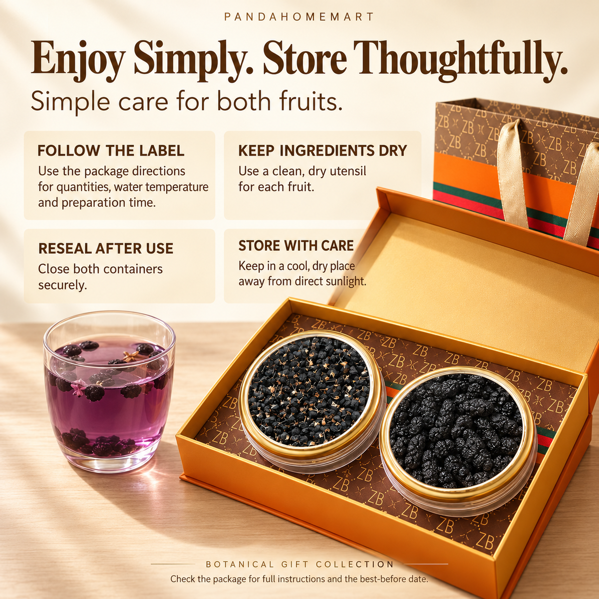 PandaHomeMart Black Goji and Mulberry Gift Set with Two Containers