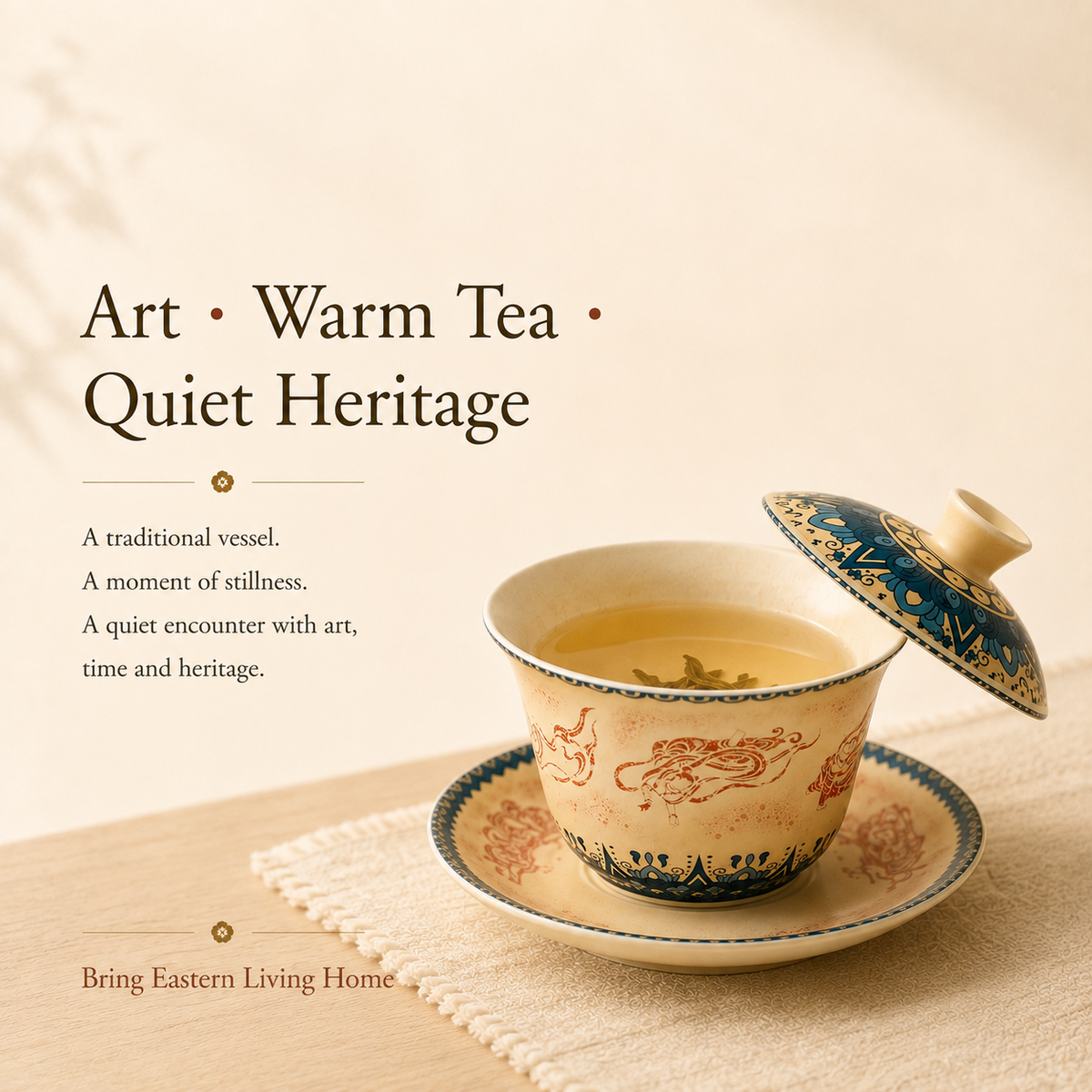Dunhuang-Inspired Flying Apsara Gaiwan – Kiln-Glazed
