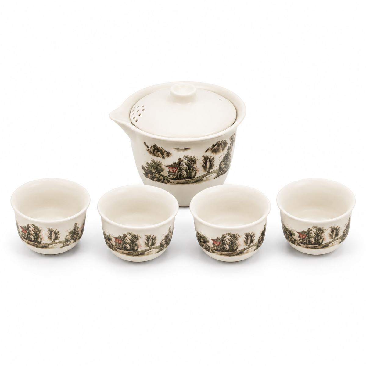 Thousand Li Landscape Tea Set – Teapot, 4 Cups & Tray