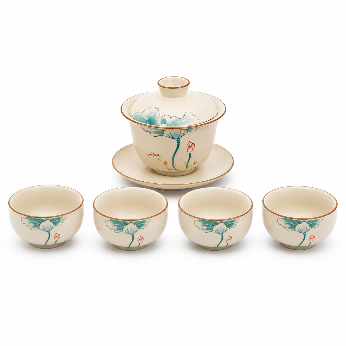 Lotus Blossom Ru Ware Tea Set – Teapot & 4 Cups
