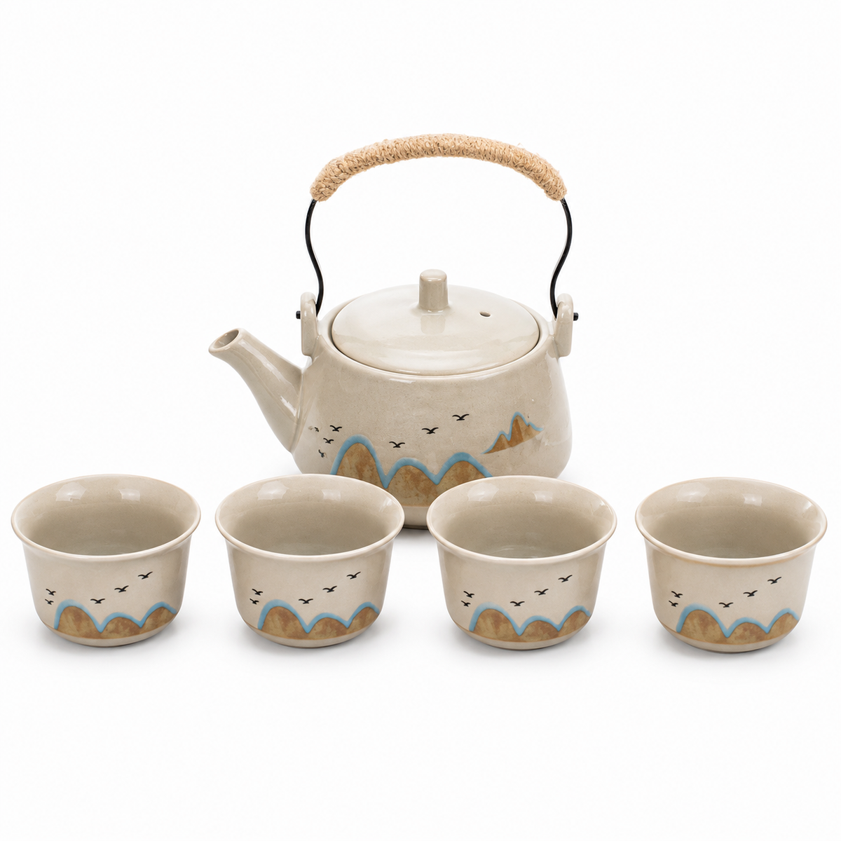 Thousand Li Landscape Tea Set – Teapot, 4 Cups & Tray