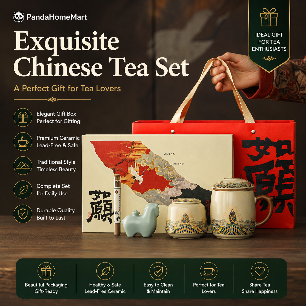 Exquisite Chinese Tea Mug Gift Set™ – Ceramic Tea Cup Collection with Gift Box