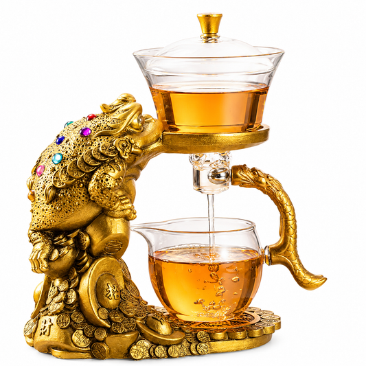 Golden Fortune Toad Automatic Glass Tea Set™ | Luxury Gongfu Tea Set for Prosperity & Success