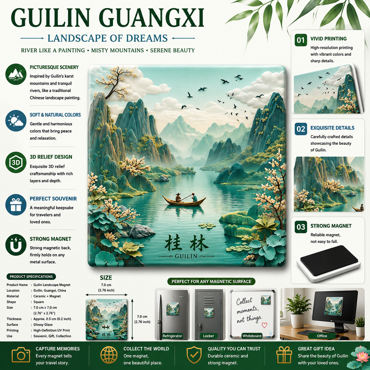Guilin Landscape Serenity Ceramic Magnet