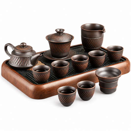 Traditional Chinese Ceramic Tea Set with Gaiwan – Complete Gongfu Tea Ceremony Gift Collection