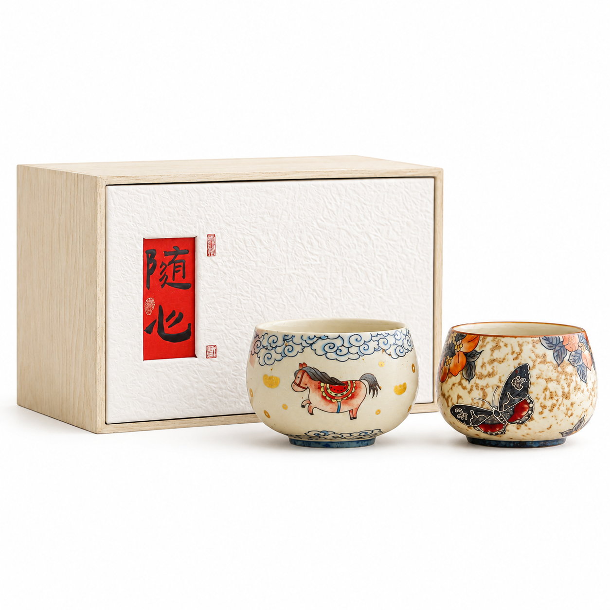 Lucky Fortune Ceramic Tea Cup Gift Set | Traditional Chinese Tea Cups