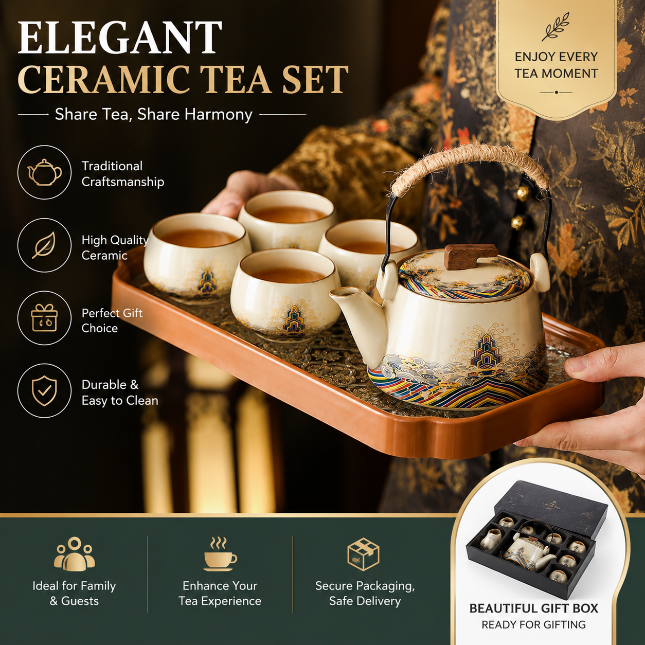 Harmony Landscape Ceramic Tea Set™ – Traditional Chinese Teapot & Cup Gift Collection