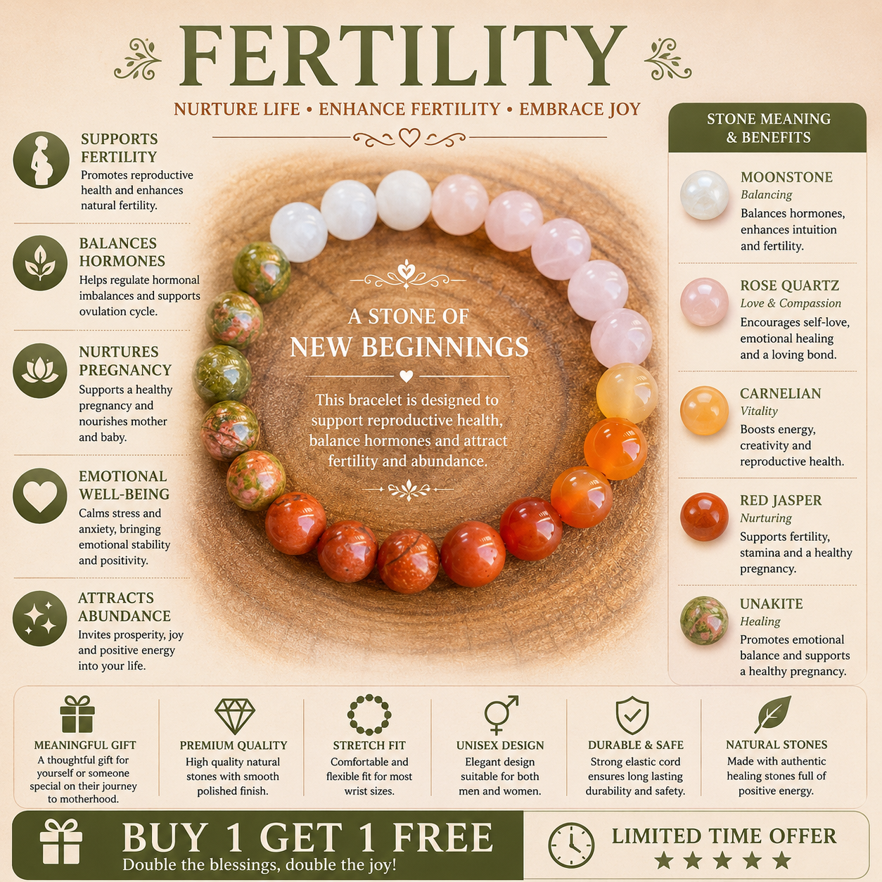 Fertility Harmony Bracelet™ | Crystal Wellness Bracelet for Balance & New Beginnings