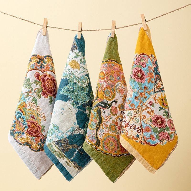 Chinese Floral Cotton Hand Towel – Oriental Style Soft Absorbent Cotton Washcloth