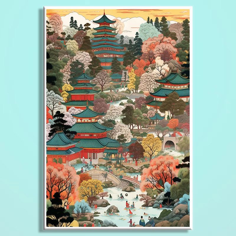 Chinese Aesthetic Wooden Jigsaw Puzzle – Song Dynasty Landscape Puzzle, Traditional Chinese Art Puzzle, Oriental Wooden Wall Decor For Adults