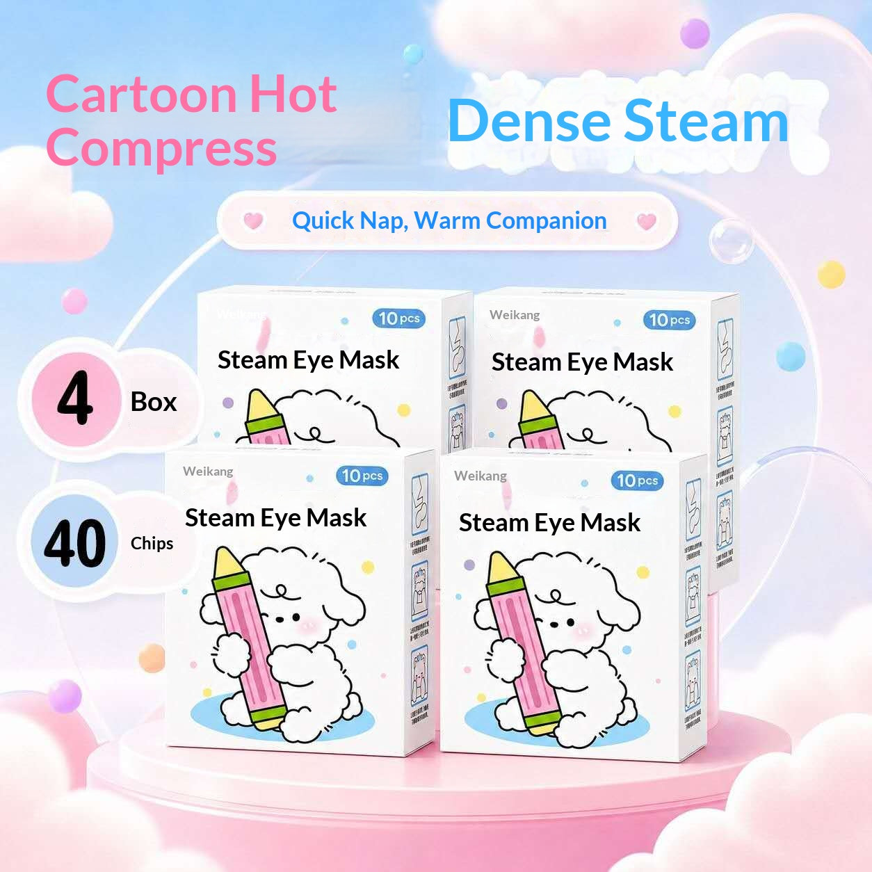 Cute Steam Eye Mask for Sleep & Eye Relaxation – Self Heating Warm Eye Mask for Kids, Students, Screen Users & Bedtime Self Care