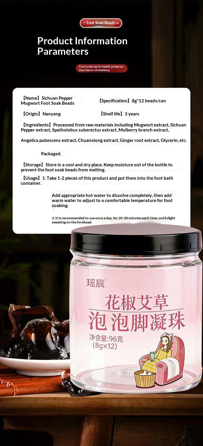 Chinese Herbal Foot Soak Beads – Mugwort & Sichuan Pepper Relaxing Foot Bath for Sleep, Warmth & Oriental Wellness | Home Spa Self-Care Ritual