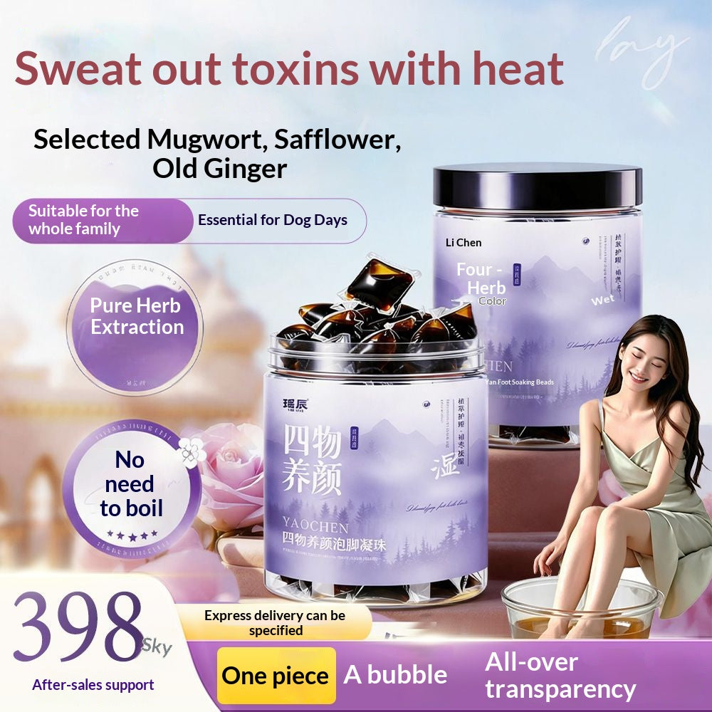 Women’s Four-Herb Beauty Foot Soak Beads – Traditional Chinese Herbal Spa for Relaxation, Warmth & Self-Care | Oriental Wellness Foot Bath Ritual