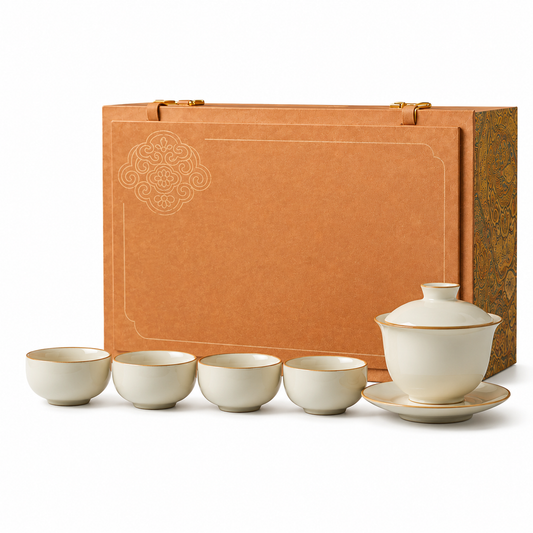 Zen Serenity White Gaiwan Tea Gift Set | Traditional Chinese Ceramic Tea Set