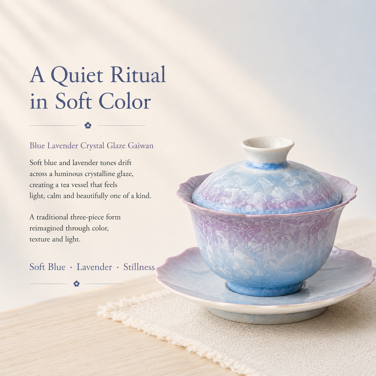 Frosted Blossom Ceramic Gaiwan – 150 mL