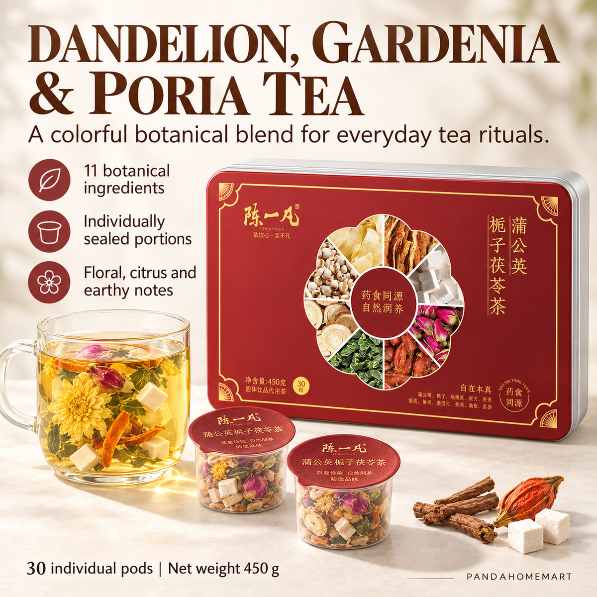 Dandelion, Gardenia & Poria Tea Pods™ — 30 Pods